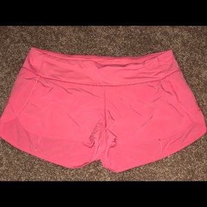 Coral Lululemon running shorts